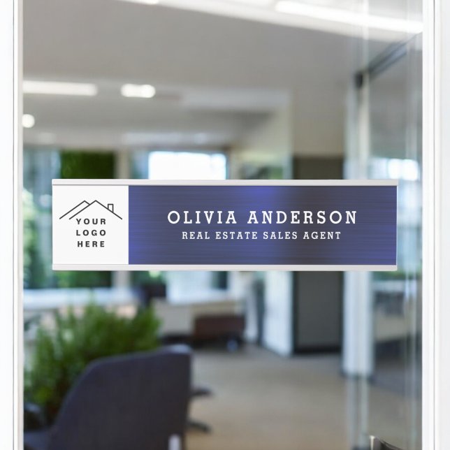 Custom Logo Executive Navy Blue Professional Door Sign (Creator Uploaded)