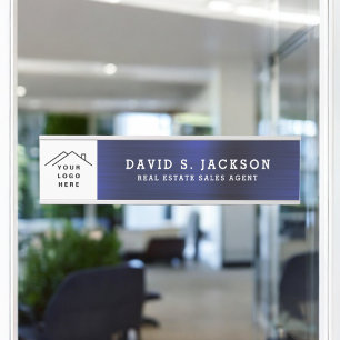 Custom Logo Executive Navy Blue Professional Door Sign