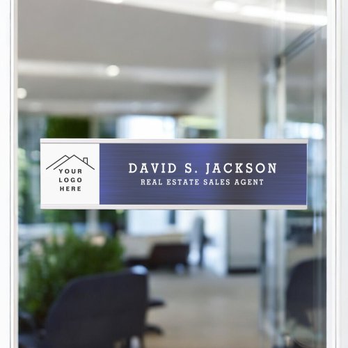 Custom Logo Executive Navy Blue Professional Door Sign