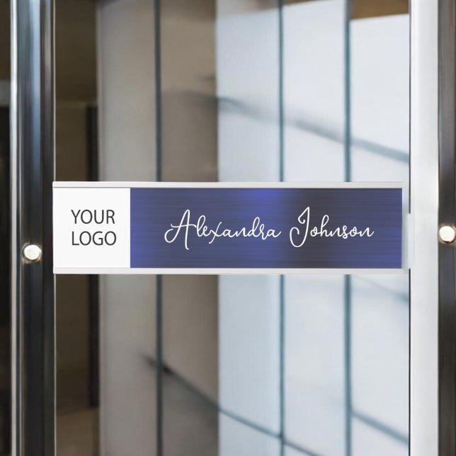Custom Logo Executive Navy Blue Professional Door Sign (Creator Uploaded)