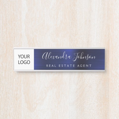 Custom Logo Executive Navy Blue Professional Door Sign