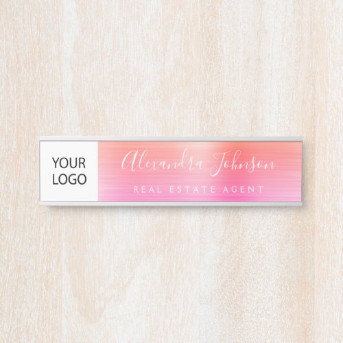 Custom Logo Executive Orange Pink Professional Door Sign