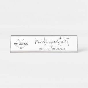 Custom Logo Executive Professional Minimal Modern Desk Name Plate