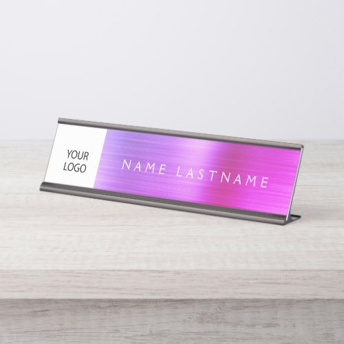 Custom Logo Executive Purple Pink Professional Desk Name Plate