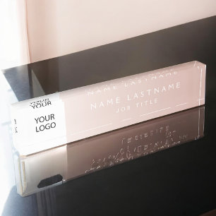 Custom Logo Executive Rose Gold Professional Desk Name Plate