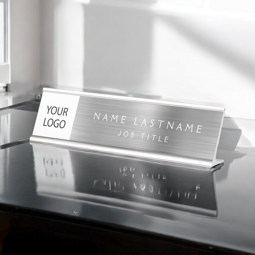 Custom Logo Executive Silver Business Professional Desk Name Plate