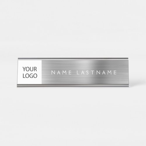 Custom Logo Executive Silver Professional Desk Name Plate