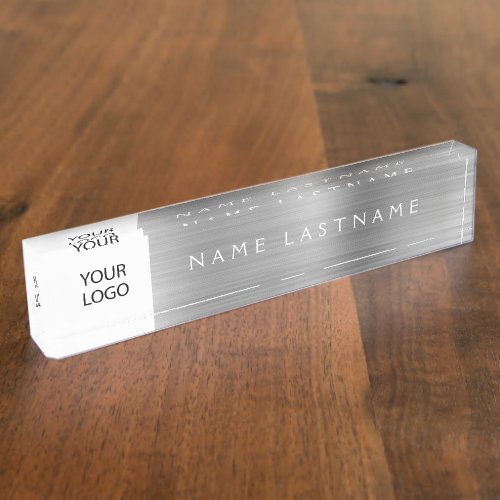 Custom Logo Executive Silver Professional Desk Name Plate