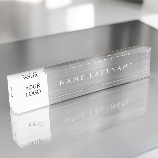 Custom Logo Executive Silver Professional Desk Name Plate (Creator Uploaded)