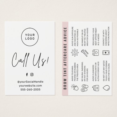 Custom Logo Eyebrow Tint Aftercare Card 