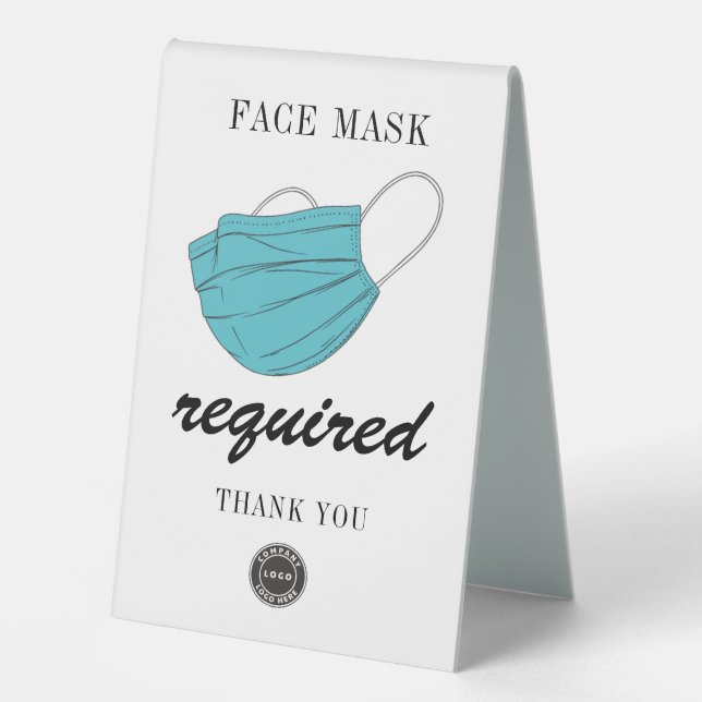Custom Logo Face Mask Required Company Table Tent (Front)