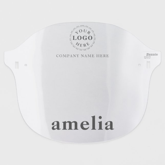 Custom Logo Face Shield with White Opaque Design (Front Flat)