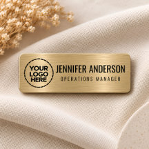 Custom Logo Faux Brushed Gold Personalized Name