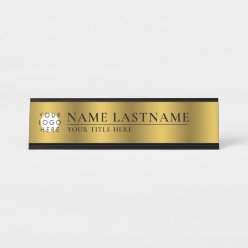 Custom Logo Faux Gold Classy Elegant Desk Name Plate