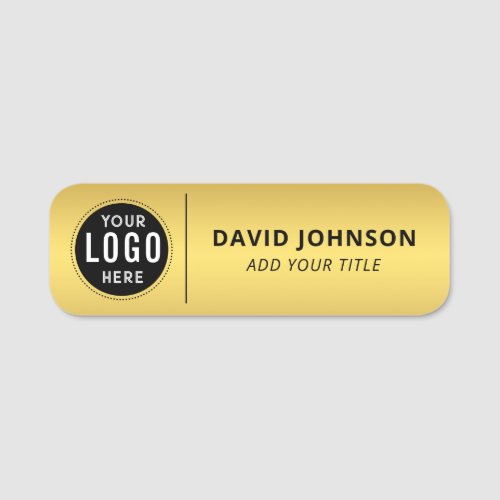 Custom Logo Faux Metallic Gold Employee Name Tag