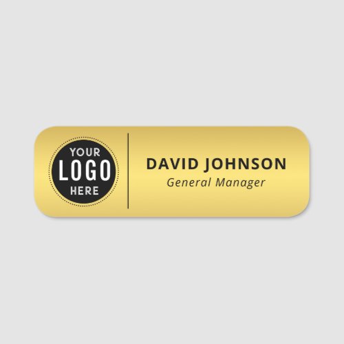 Custom Logo Faux Metallic Gold Employee Name Tag