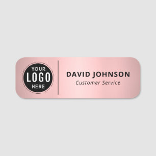 Custom Logo Faux Metallic Rose Gold Name Tag