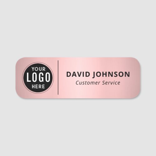 Custom Logo Faux Metallic Rose Gold Name Tag