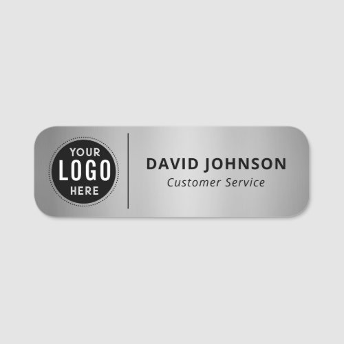 Custom Logo Faux Metallic Silver Customer Service  Name Tag