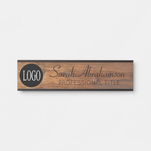 Custom Logo Faux Wood Grain Name Plate