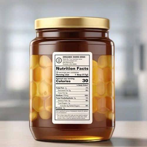 Custom Logo FDA Compliant Nutrition Food Label