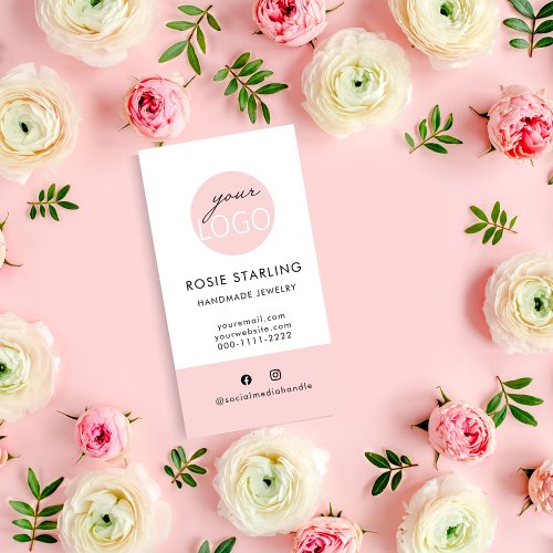 Custom Logo Feminine Pink Jewelry Vertical  Business Card