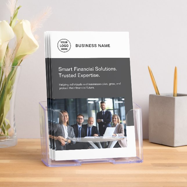 Custom Logo Financial Services Business White Brochure (Insitu)