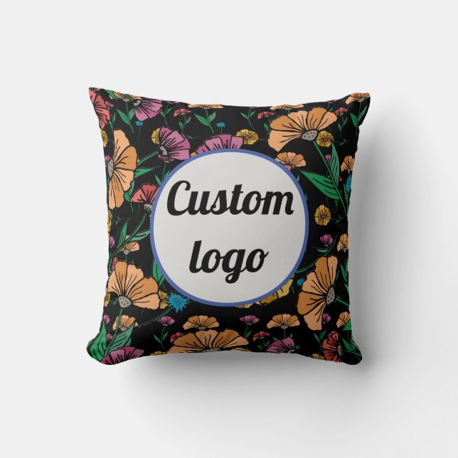 Custom logo floral throw pilow pillow (Front)