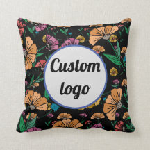 Custom logo floral throw pilow