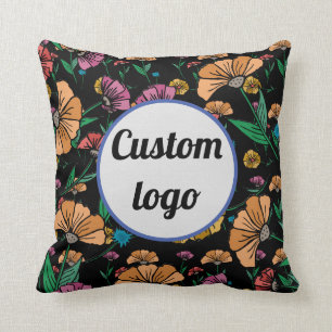 Custom logo floral throw pilow pillow
