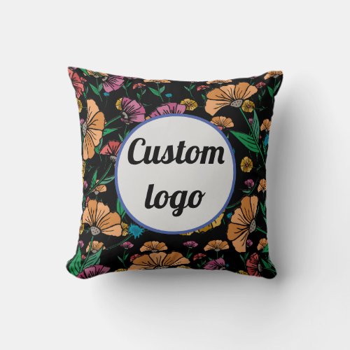 Custom logo floral throw pilow throw pillow