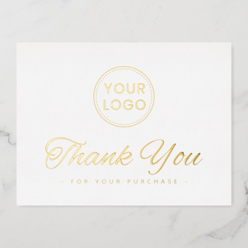 Custom logo foil elegant white thank you postcard
