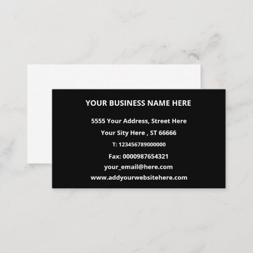 Custom Logo Full Contact Information _ Black White Business Card