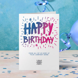 Custom Logo Fun Happy Birthday Text Greeting Card