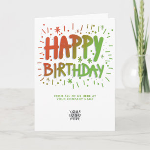 Custom Logo Fun Happy Birthday Text Red Green Card