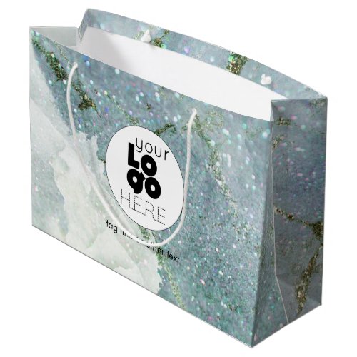 Custom Logo Glitter Marble XL Paper Shopping Bag