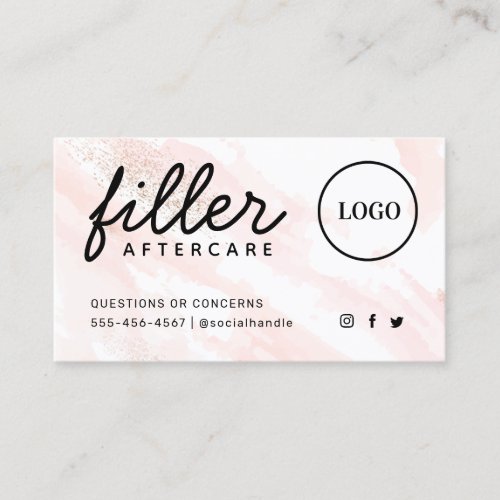 Custom Logo Glitter Pink Filler Aftercare Card