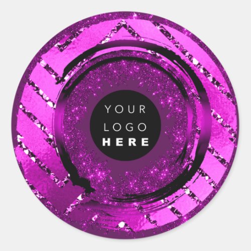 Custom Logo Glitter Pink Tester Sample Container Classic Round Sticker