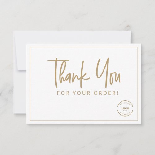 Custom Logo Gold Business Thank you for you order Card