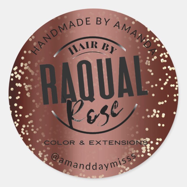 Custom Logo Gold Confetti Promotional Brown Classic Round Sticker (Front)