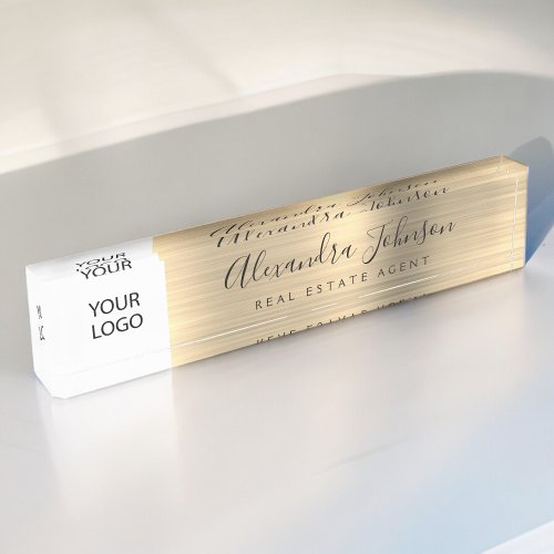 Custom Logo Gold Elegant Professional Desk Name Plate