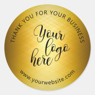 Custom Logo Gold Metal Effect Classic Round Sticker