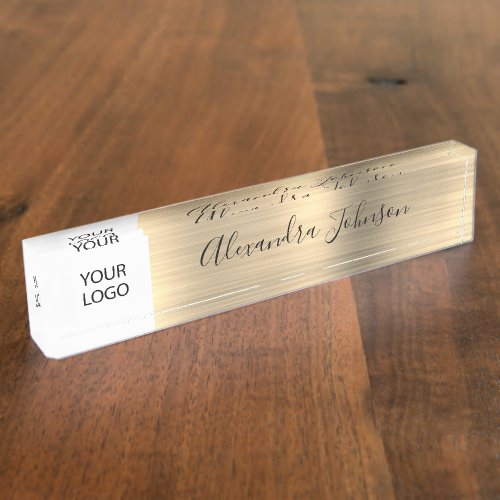 Custom Logo Gold Modern Elegant Professional Desk Name Plate