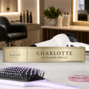 Custom Logo Gold Print Salon & Spa Professional Desk Name Plate