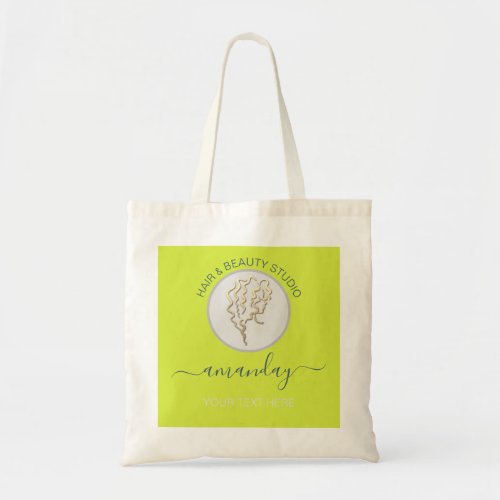 Custom Logo Gold Yellow Beauty Studio Hairdressers Tote Bag