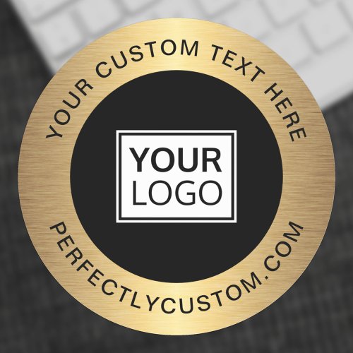 Custom logo golden border business thank you classic round sticker