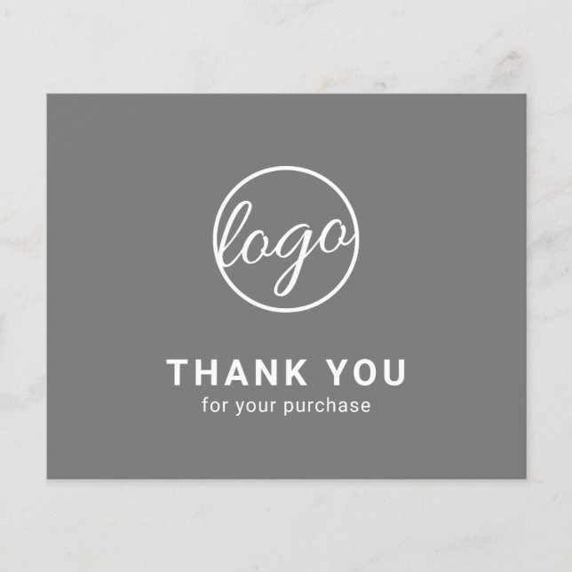 Custom Logo Gray Budget Thank You Card (Front)