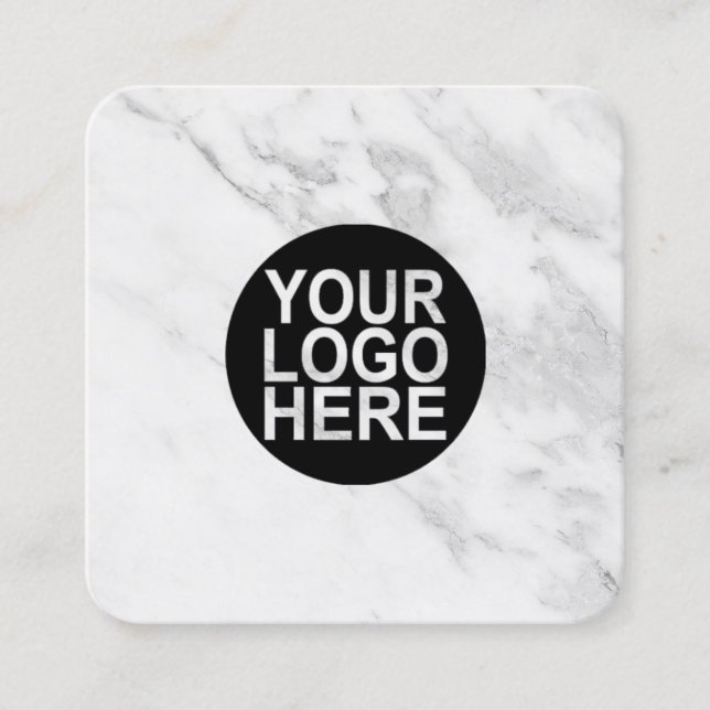 Custom logo, gray marble, square business cards (Front)