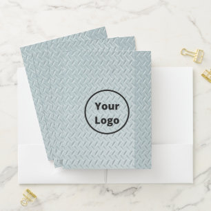 Custom logo gray metal print pocket folder