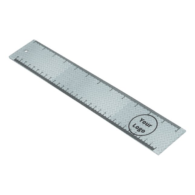 Custom logo gray metal print ruler (Angled)